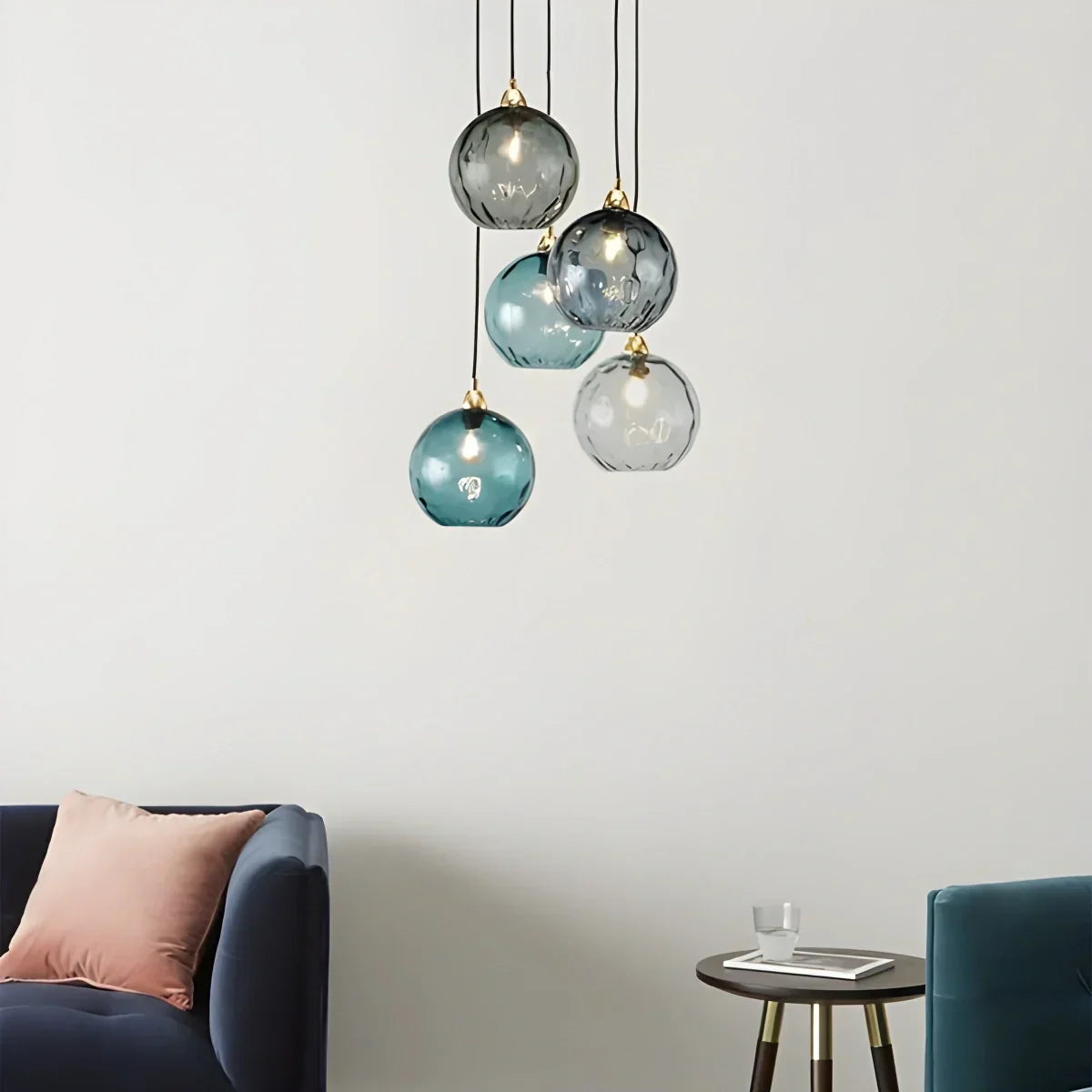 Pendant Light Glass Globe E26 20.0 cm Grey Dining Room Bedroom Hanging Ceiling Lamp Modern Ambient Lighting | Thomler