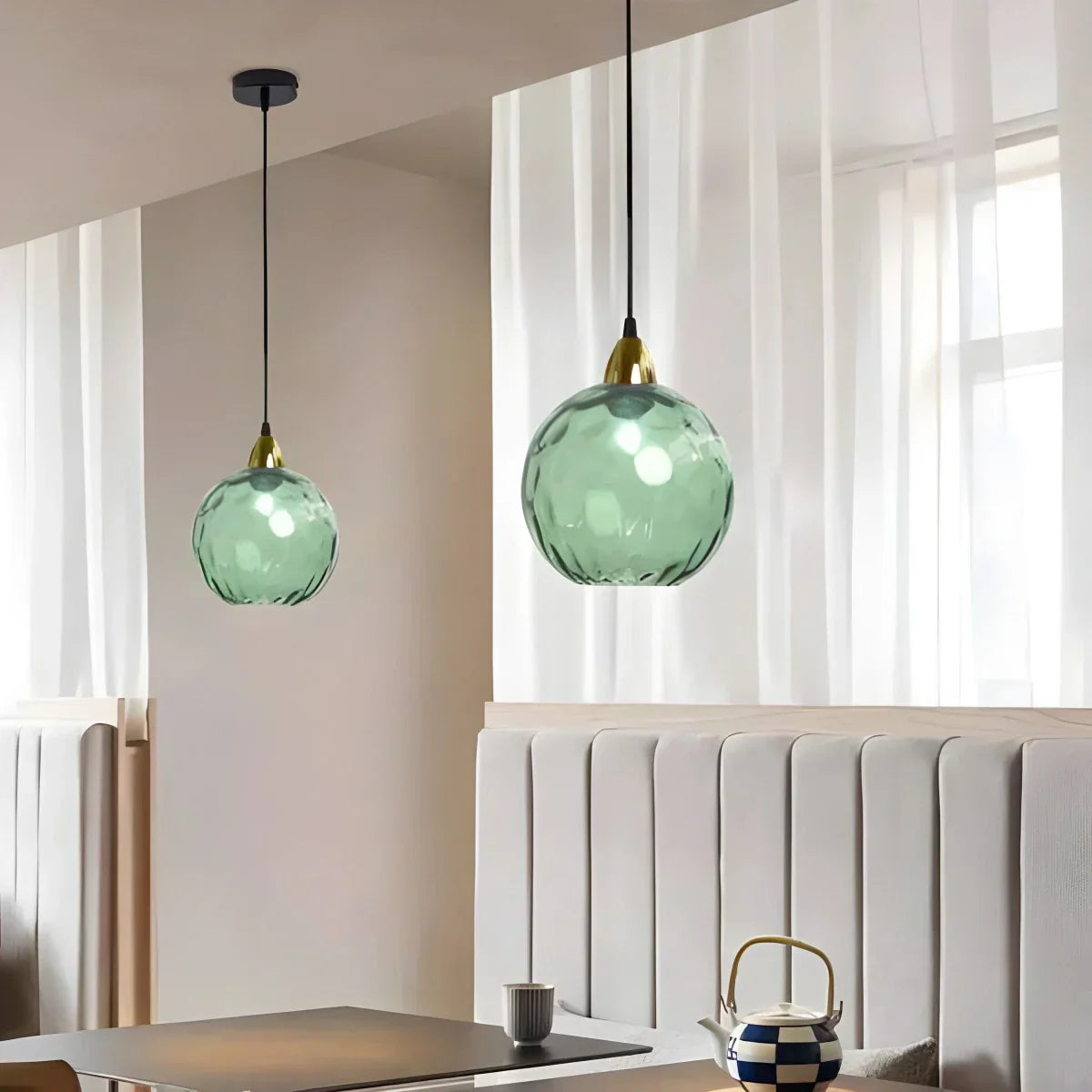 Pendant Light Glass Globe E26 20.0 cm Grey Dining Room Bedroom Hanging Ceiling Lamp Modern Ambient Lighting | Thomler