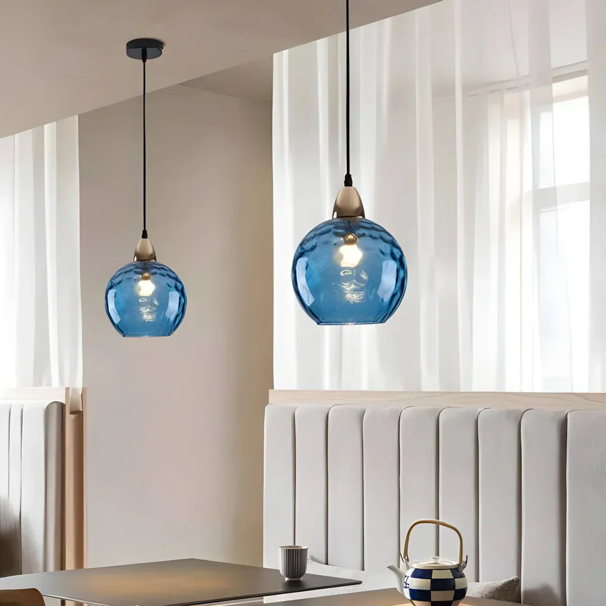 Pendant Light Glass Globe E26 20.0 cm Grey Dining Room Bedroom Hanging Ceiling Lamp Modern Ambient Lighting | Thomler
