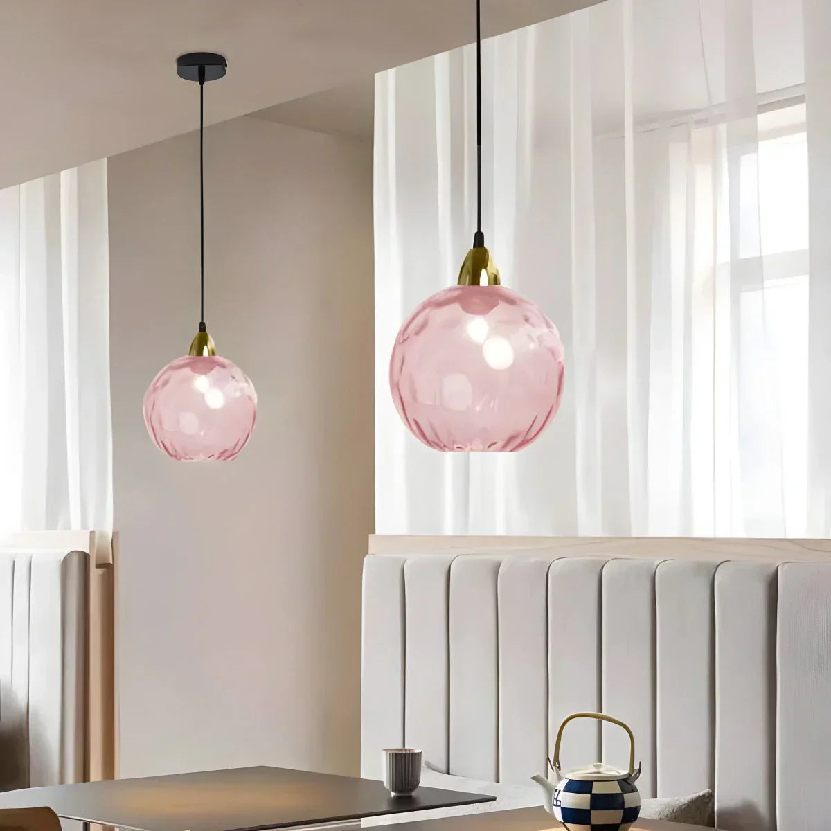 Pendant Light Glass Globe E26 20.0 cm Grey Dining Room Bedroom Hanging Ceiling Lamp Modern Ambient Lighting | Thomler