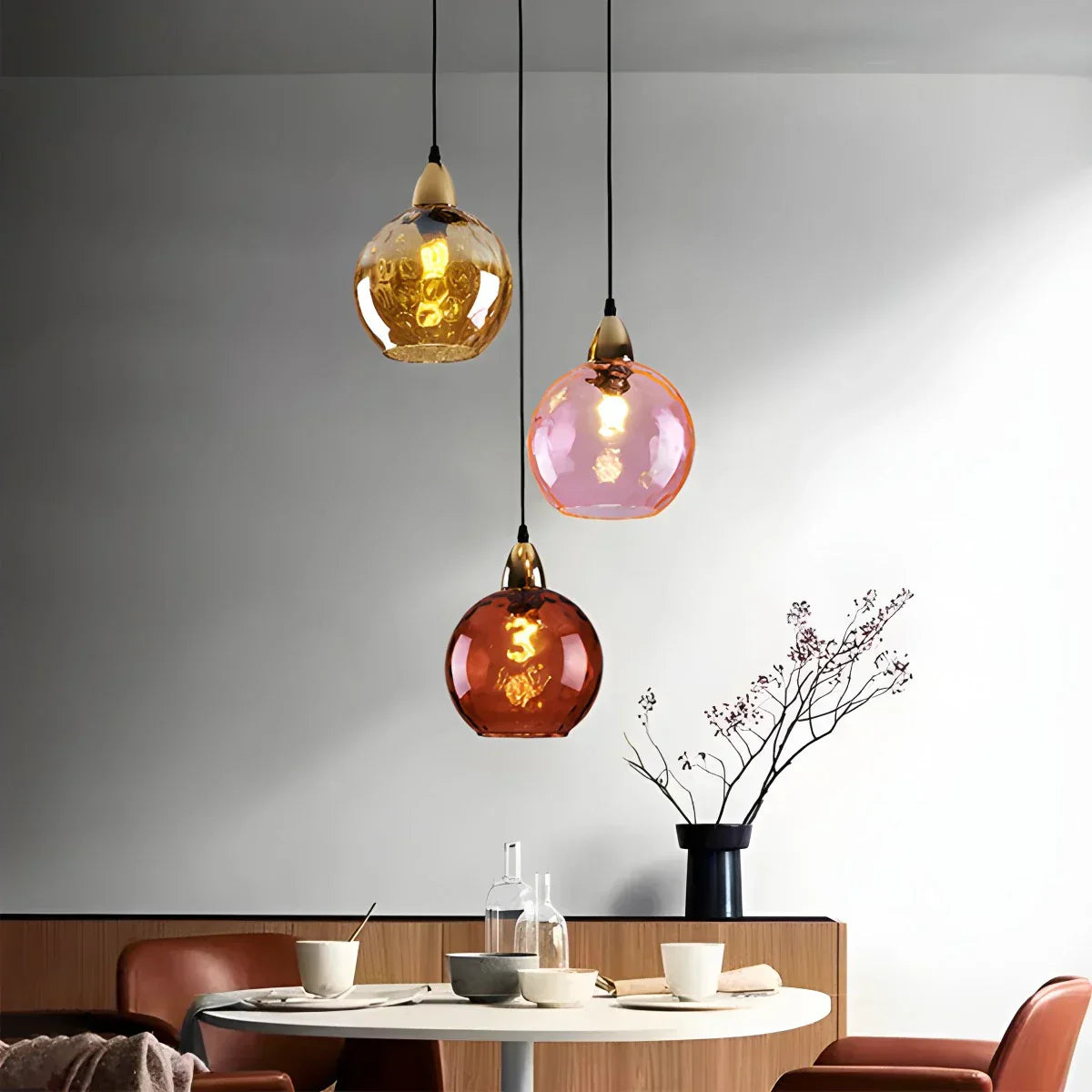 Pendant Light Glass Globe E26 20.0 cm Grey Dining Room Bedroom Hanging Ceiling Lamp Modern Ambient Lighting | Thomler