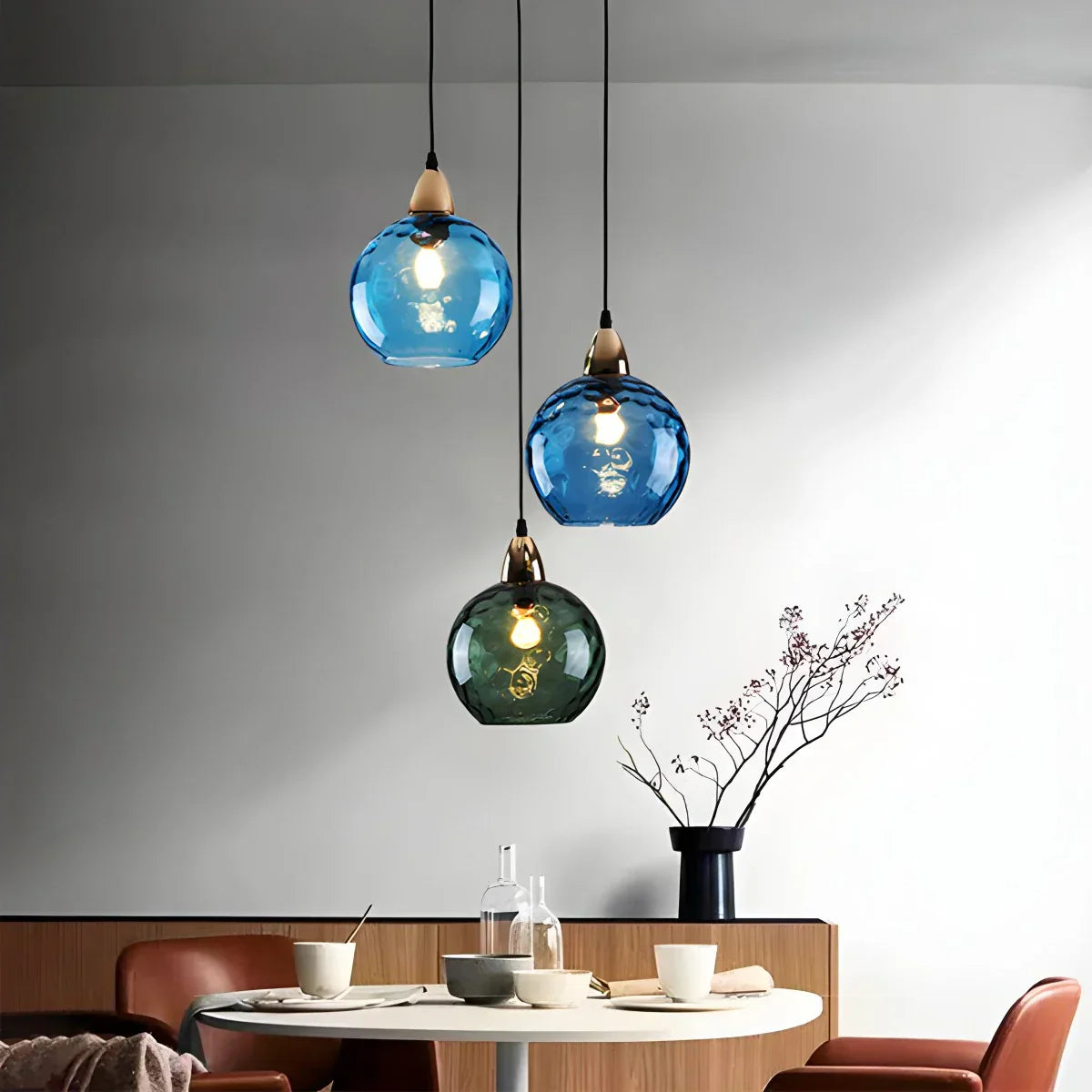 Pendant Light Glass Globe E26 20.0 cm Grey Dining Room Bedroom Hanging Ceiling Lamp Modern Ambient Lighting | Thomler