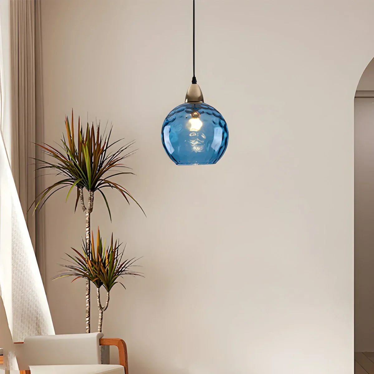 Pendant Light Glass Globe E26 20.0 cm Grey Dining Room Bedroom Hanging Ceiling Lamp Modern Ambient Lighting | Thomler