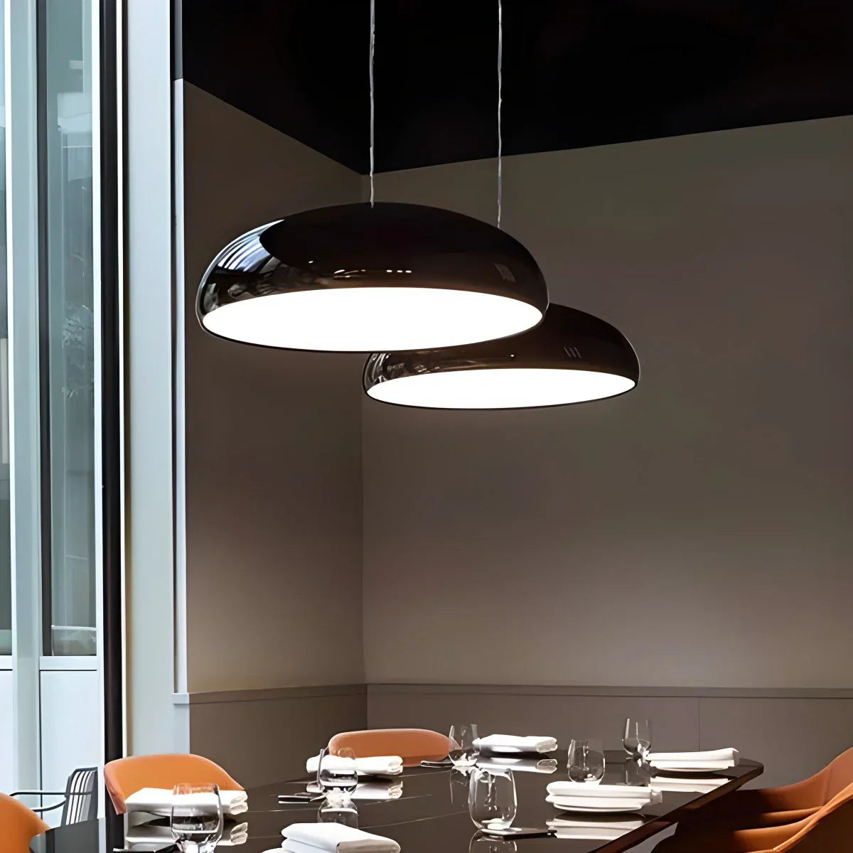 Pendant Light Metal Acrylic LED Black Dining Table Kitchen Island Modern Hanging Ceiling Lamp | Thomler