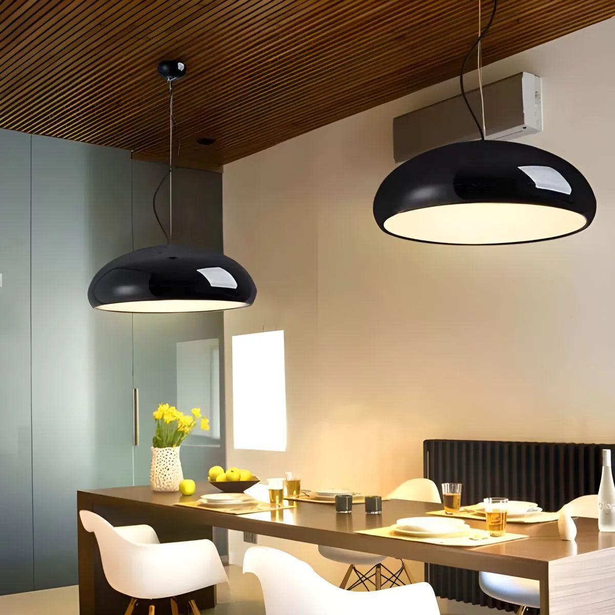 Pendant Light Metal Acrylic LED Black Dining Table Kitchen Island Modern Hanging Ceiling Lamp | Thomler