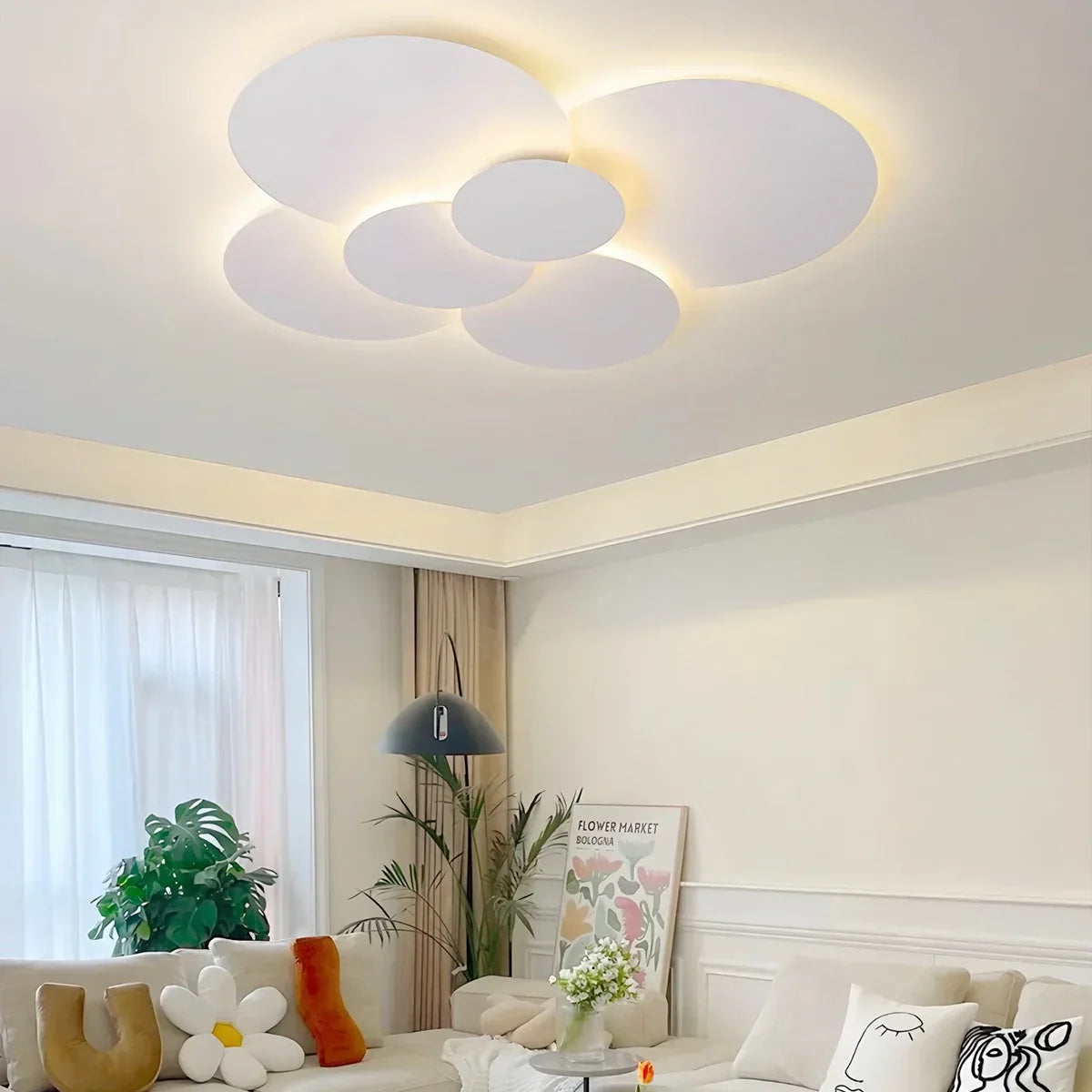 Ceiling Light Integrated LED Adjustable Discs White Dimmable Living Room Bathroom Modern Flush Mount Lighting Remote Control | Thomler