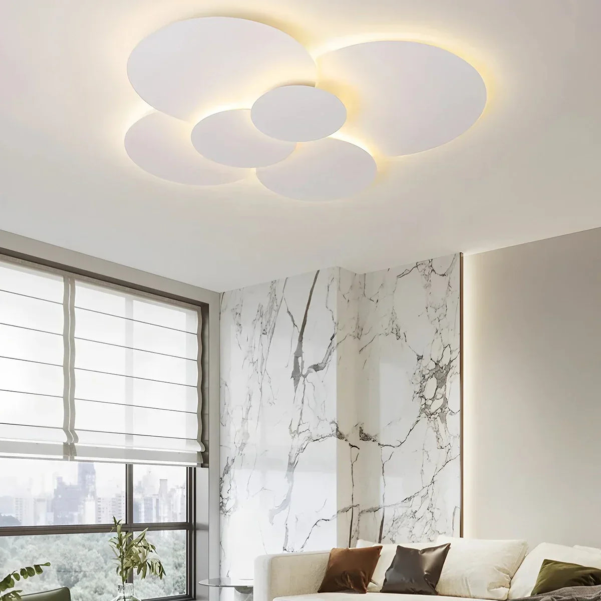 Ceiling Light Integrated LED Adjustable Discs White Dimmable Living Room Bathroom Modern Flush Mount Lighting Remote Control | Thomler