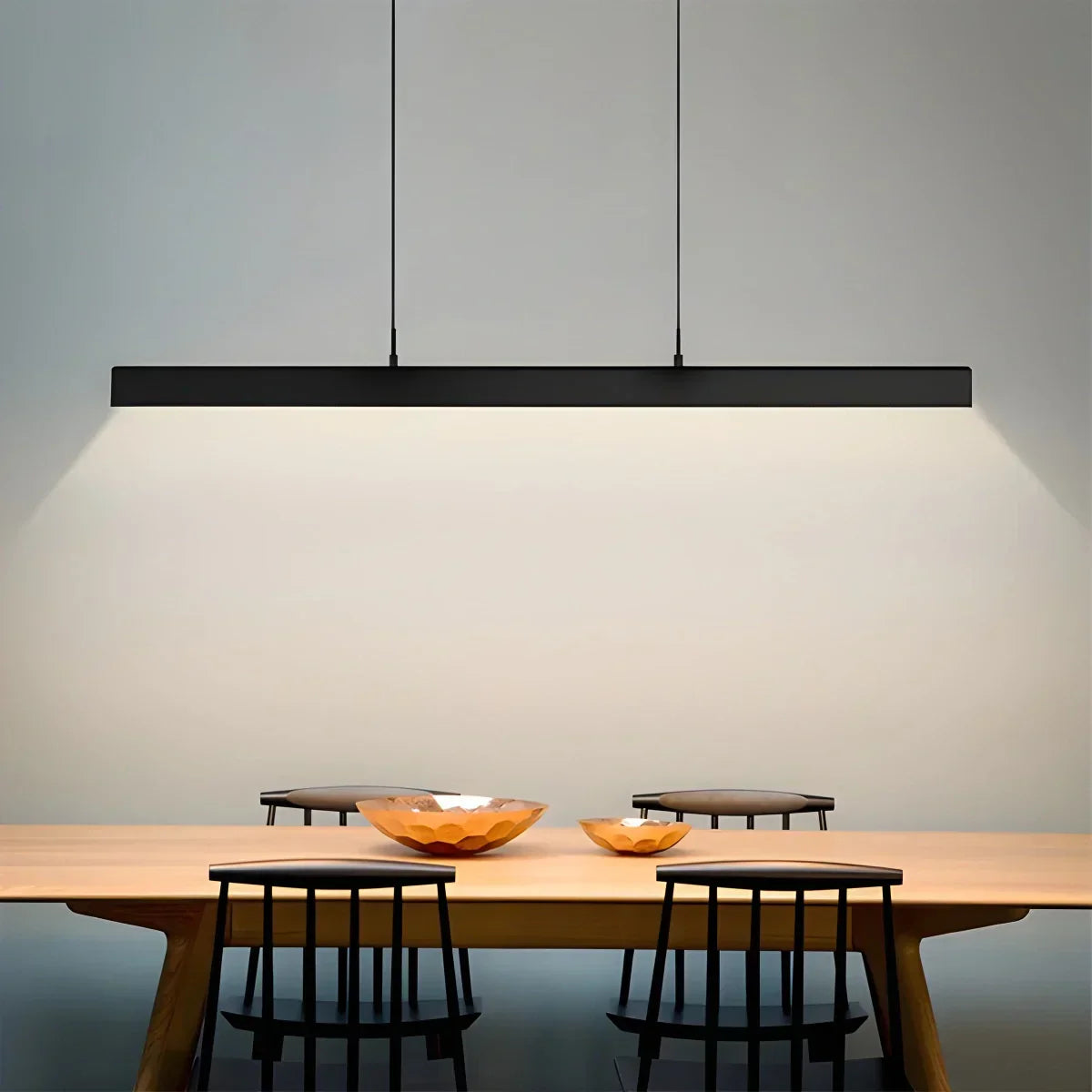 Pendant Light Aluminium Integrated LED Black Kitchen Island Dining Table Minimalist Linear Ceiling Light Adjustable | Thomler