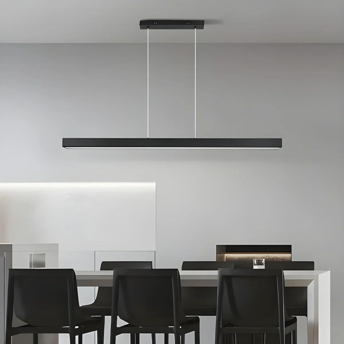 Pendant Light Aluminium Integrated LED Black Kitchen Island Dining Table Minimalist Linear Ceiling Light Adjustable | Thomler