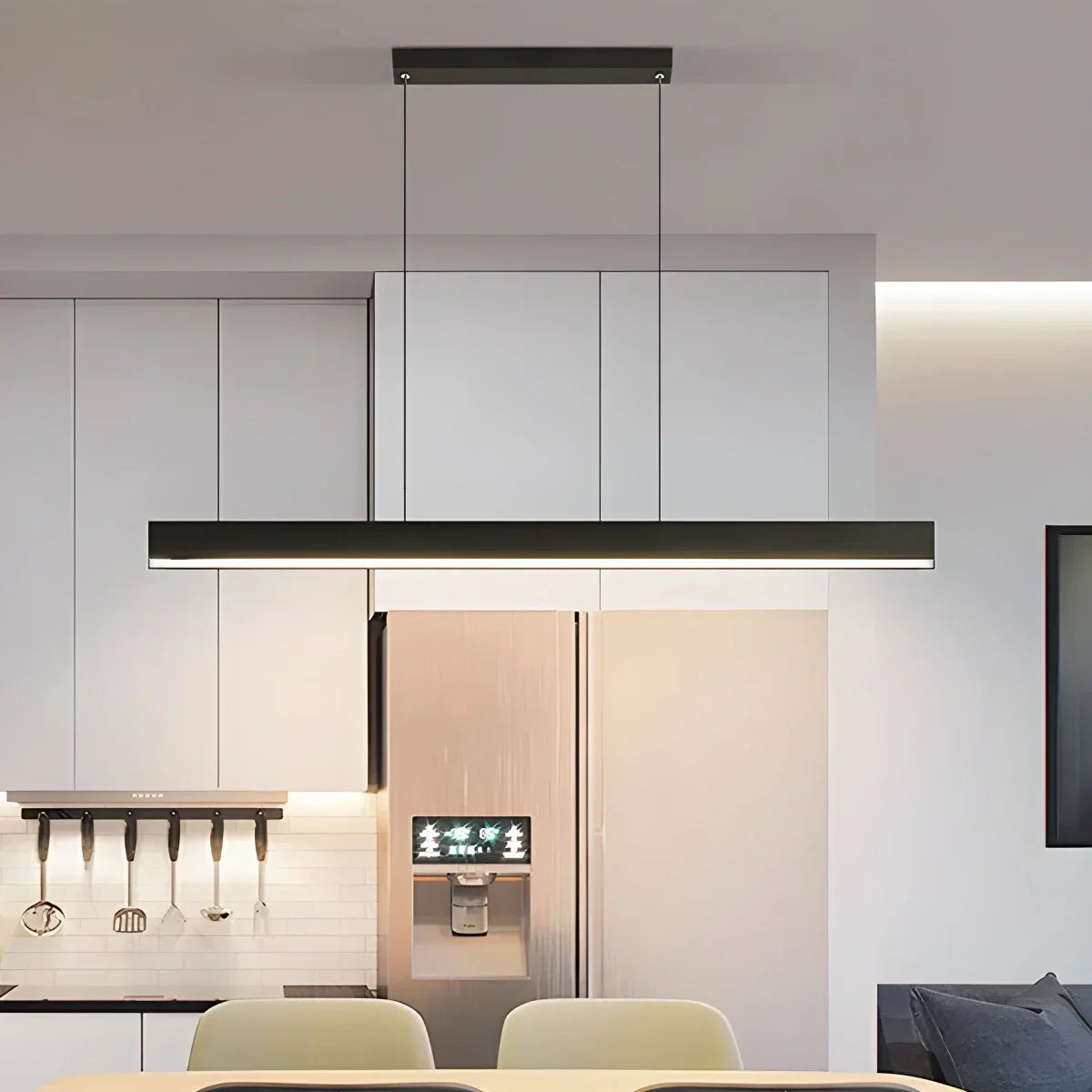 Pendant Light Aluminium Integrated LED Black Kitchen Island Dining Table Minimalist Linear Ceiling Light Adjustable | Thomler