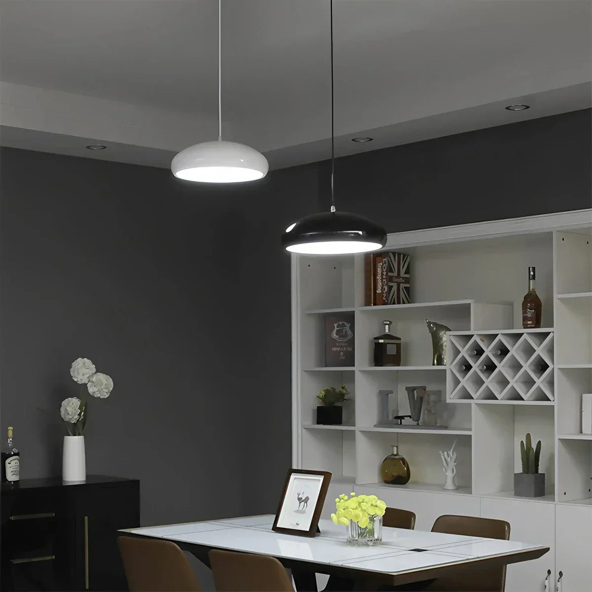Pendant Light Metal Acrylic LED Black Dining Table Kitchen Island Modern Hanging Ceiling Lamp | Thomler