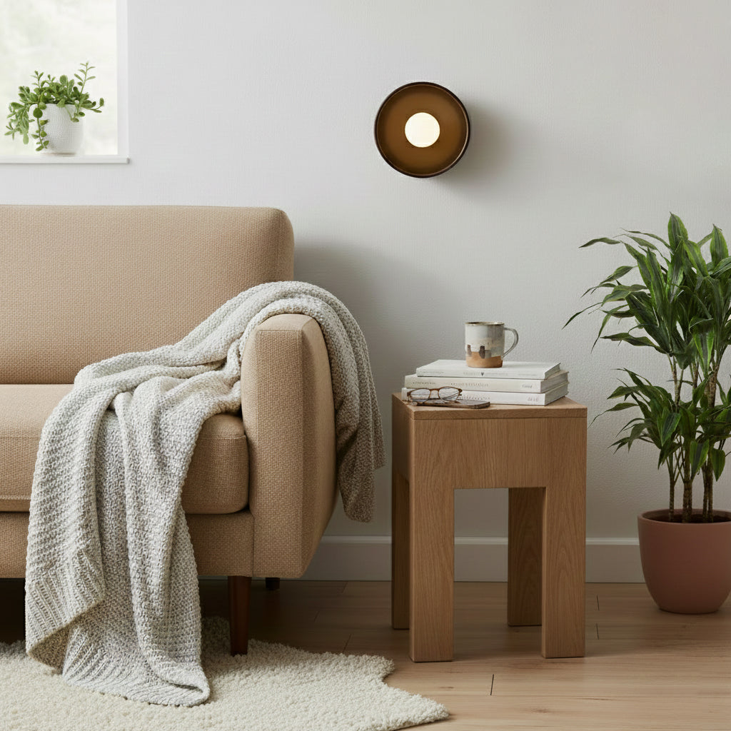 Wall Lamp Aluminum 7.1 in White Bedroom Hallway Reading Light Minimalist Compact Design | Thomler
