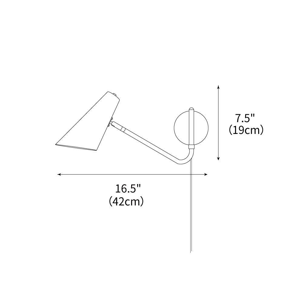 Swing-Arm Wall Sconce with 17-Inch Reach, Plug-In Bedside Reading Lamp for Bedroom, Adjustable Metal Task Light, E26 Socket, Black & Brass F | Thomler