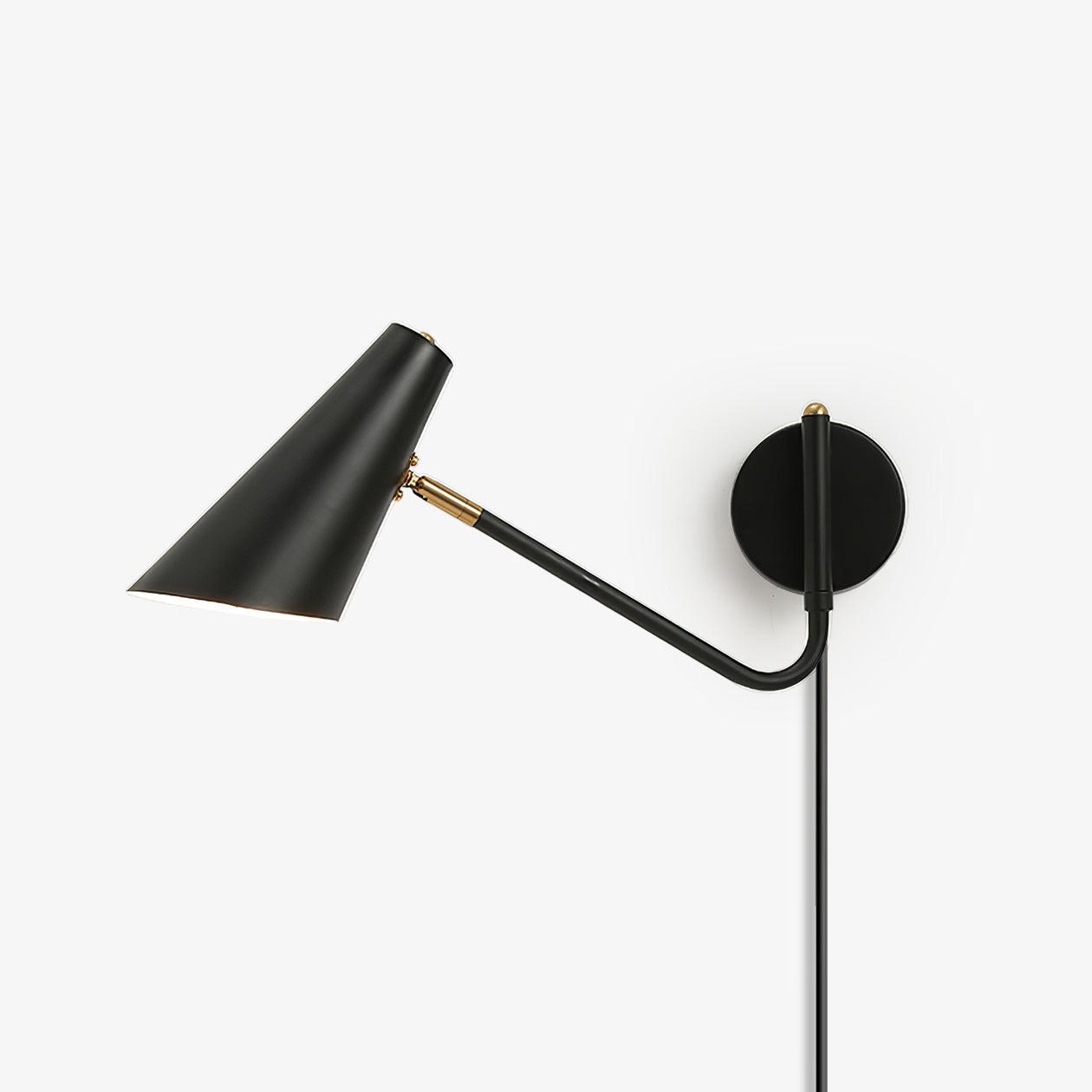 Swing-Arm Wall Sconce with 17-Inch Reach, Plug-In Bedside Reading Lamp for Bedroom, Adjustable Metal Task Light, E26 Socket, Black & Brass F | Thomler