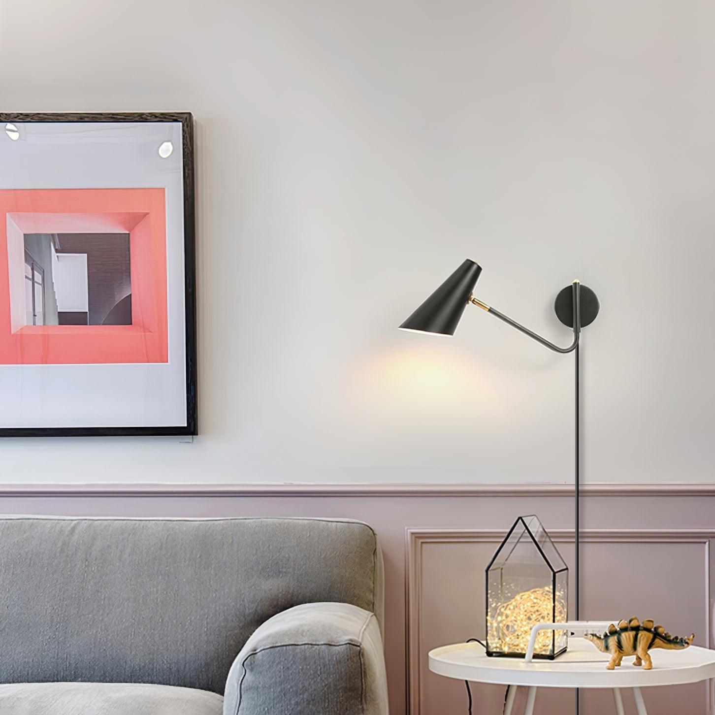 Swing-Arm Wall Sconce with 17-Inch Reach, Plug-In Bedside Reading Lamp for Bedroom, Adjustable Metal Task Light, E26 Socket, Black & Brass F | Thomler