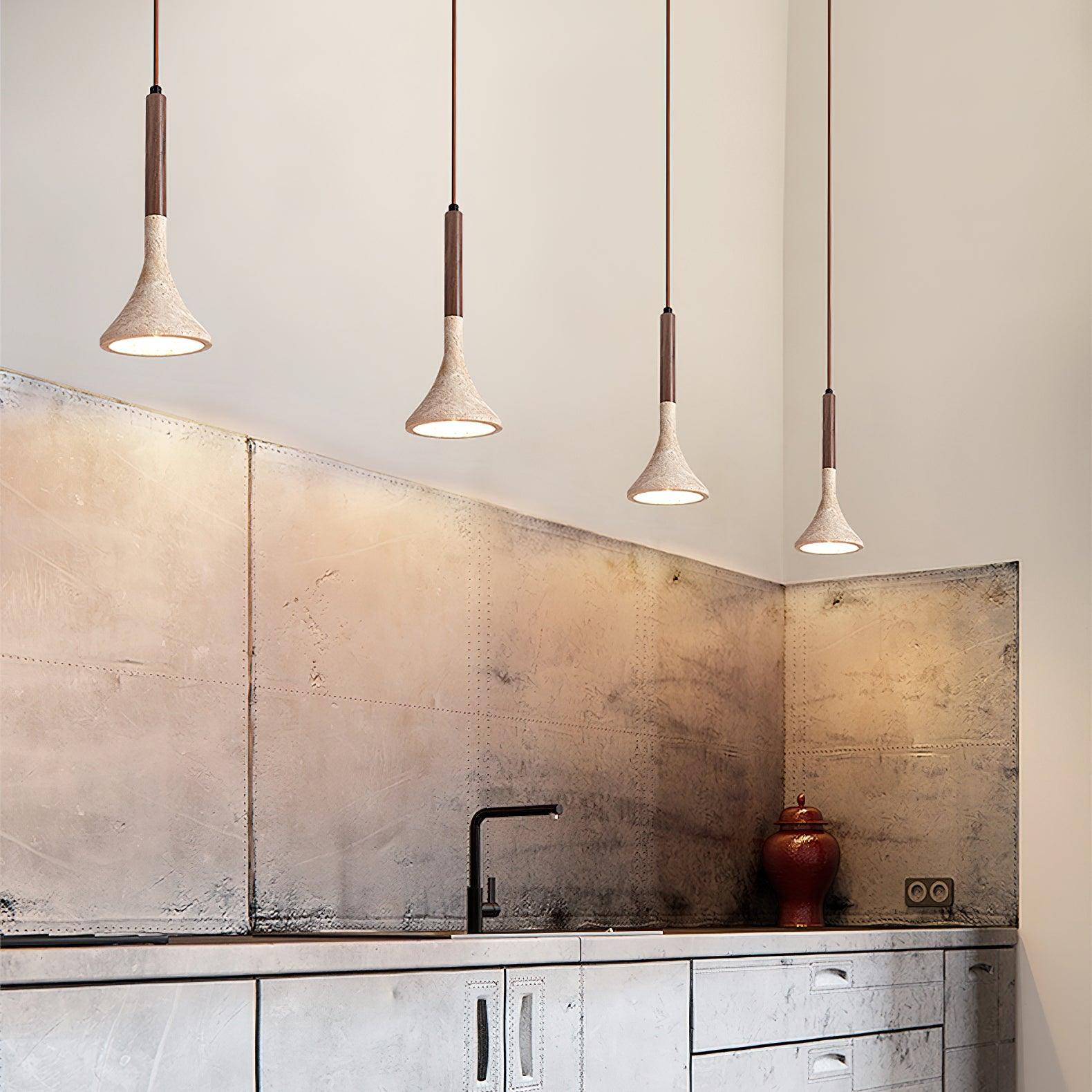 Pendant Light Travertine Stone 5.1 in Hanging Kitchen Island Bedroom Adjustable Cord Minimalist Japandi Ceiling Lamp | Thomler