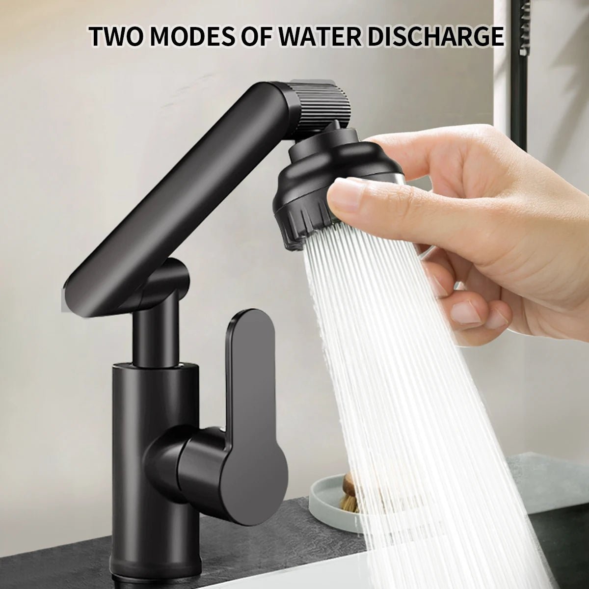 Articulating Kitchen Sink Faucet Extender with Dual Spray Modes – Adjustable Height, Full-Rotation Swivel Arm – Hot & Cold Mixer for Sink | Thomler