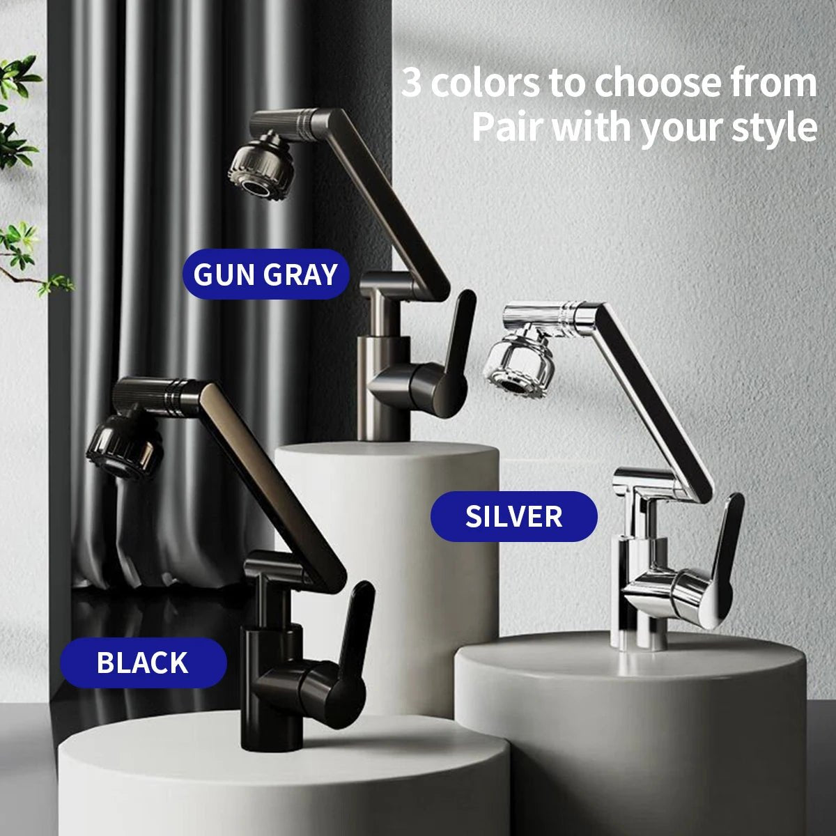 Articulating Kitchen Sink Faucet Extender with Dual Spray Modes – Adjustable Height, Full-Rotation Swivel Arm – Hot & Cold Mixer for Sink | Thomler