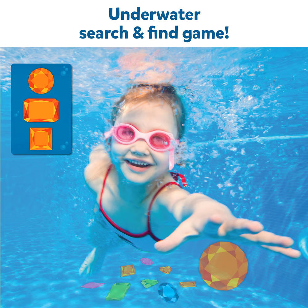 Dive & Discover Pool Gem Hunt Game – 64 Sinking Treasures with Challenge Cards for Kids Ages 6+ | Thomler