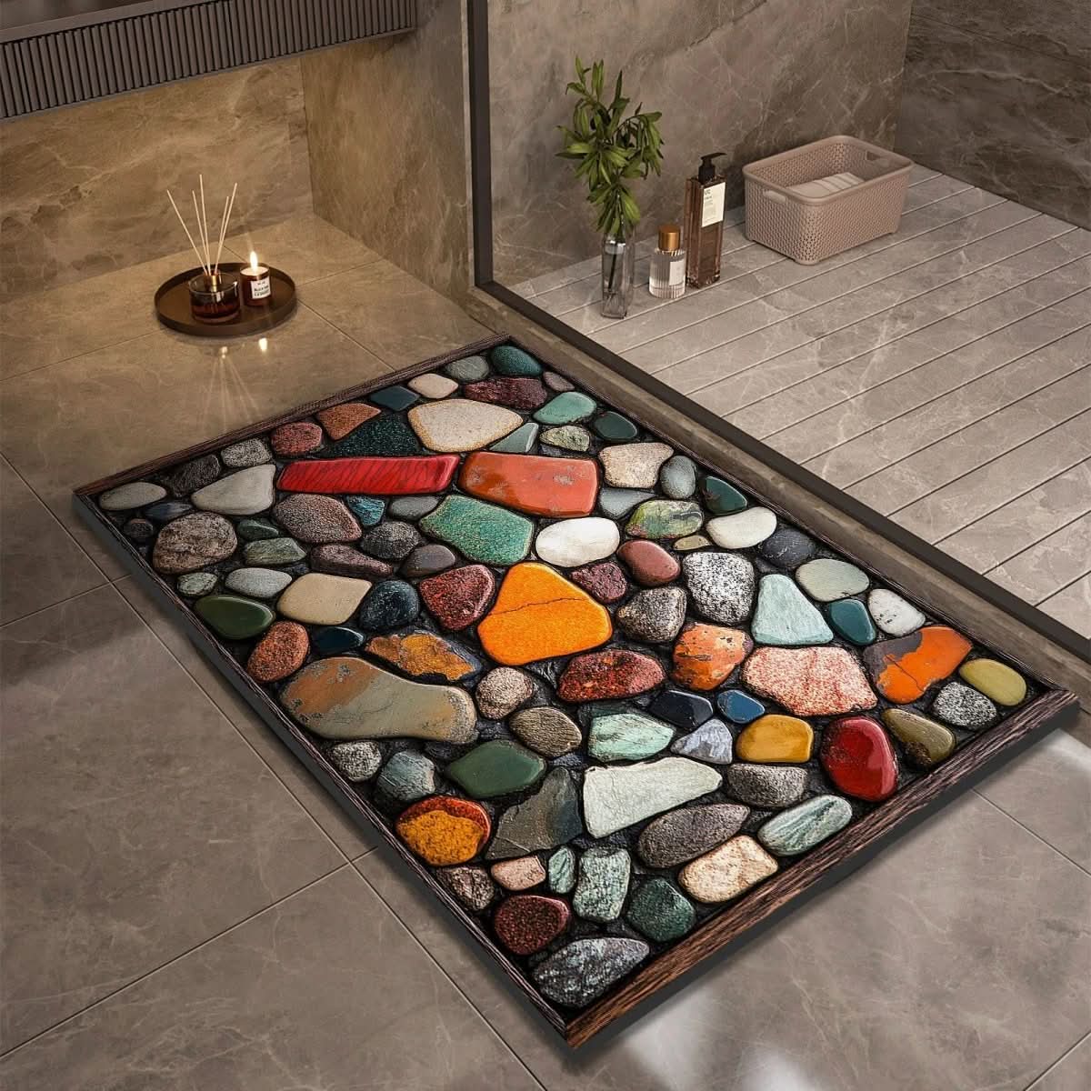 Bath Mat Diatomaceous Earth 23.6 in x 35.4 in Non-Slip Bathroom Kitchen Entrance Rug Absorbent Quick-Dry Floor Mat | Thomler