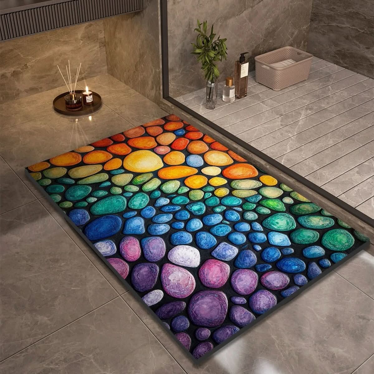 Bath Mat Diatomaceous Earth 23.6 in x 35.4 in Non-Slip Bathroom Kitchen Entrance Rug Absorbent Quick-Dry Floor Mat | Thomler
