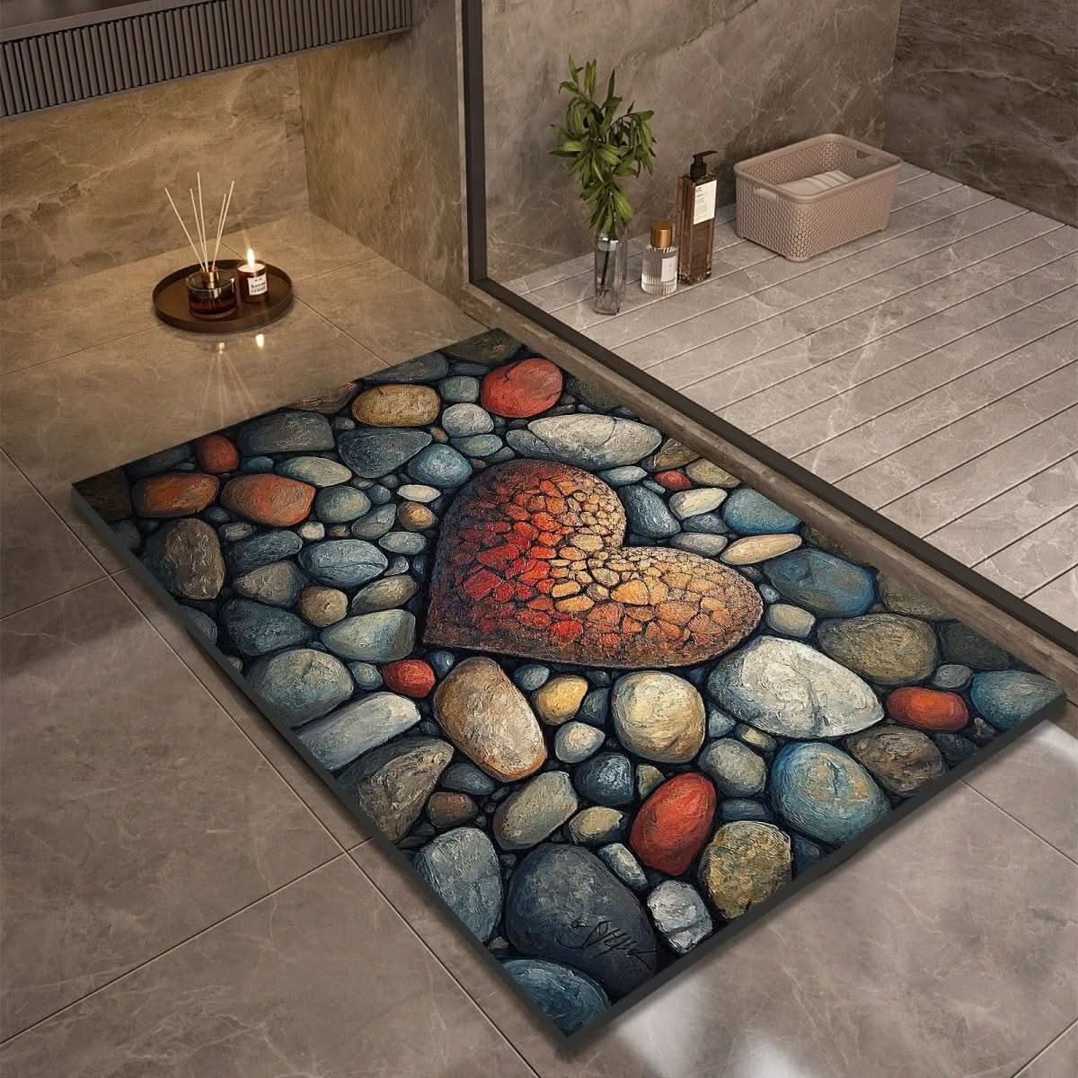 Bath Mat Diatomaceous Earth 23.6 in x 35.4 in Non-Slip Bathroom Kitchen Entrance Rug Absorbent Quick-Dry Floor Mat | Thomler