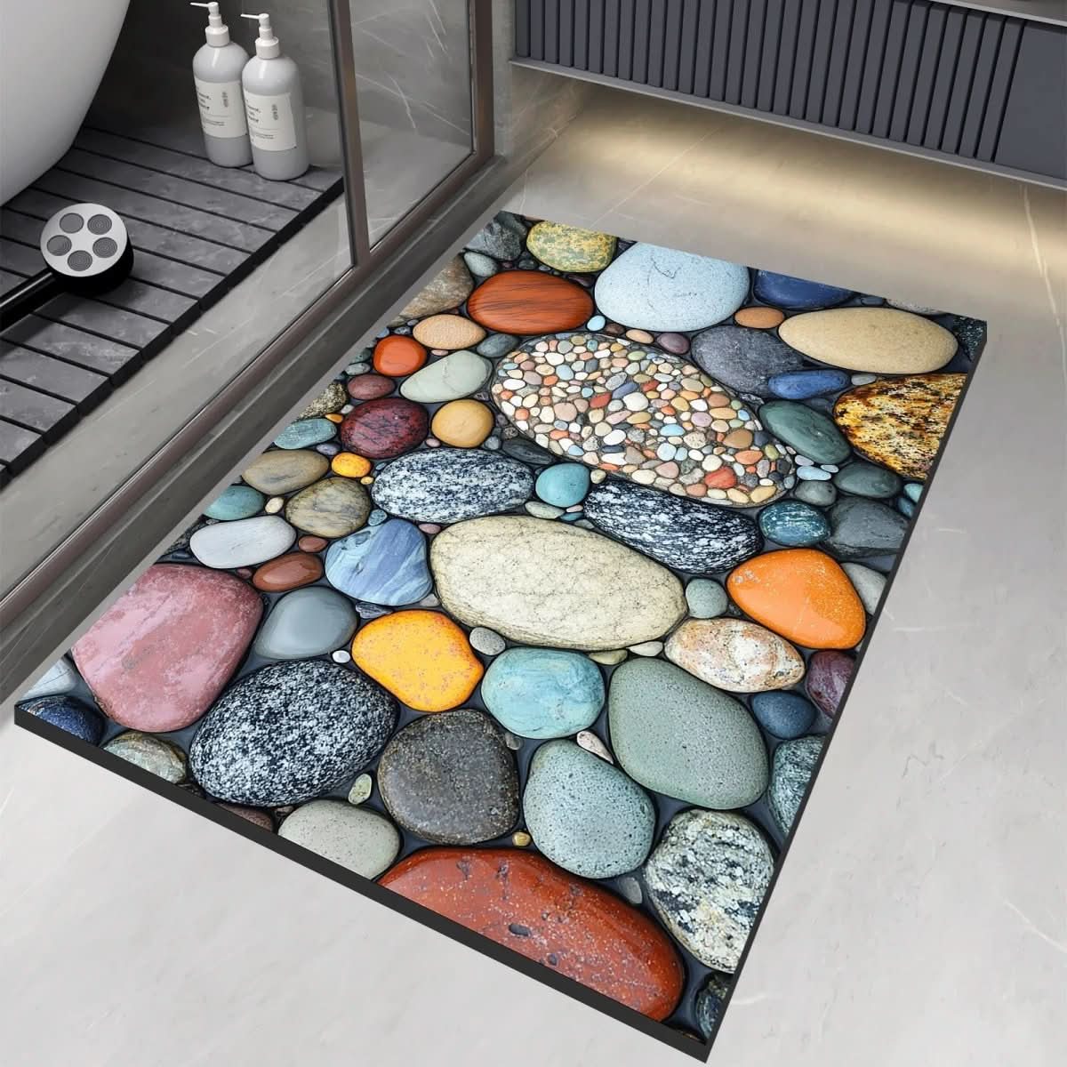 Bath Mat Diatomaceous Earth 23.6 in x 35.4 in Non-Slip Bathroom Kitchen Entrance Rug Absorbent Quick-Dry Floor Mat | Thomler