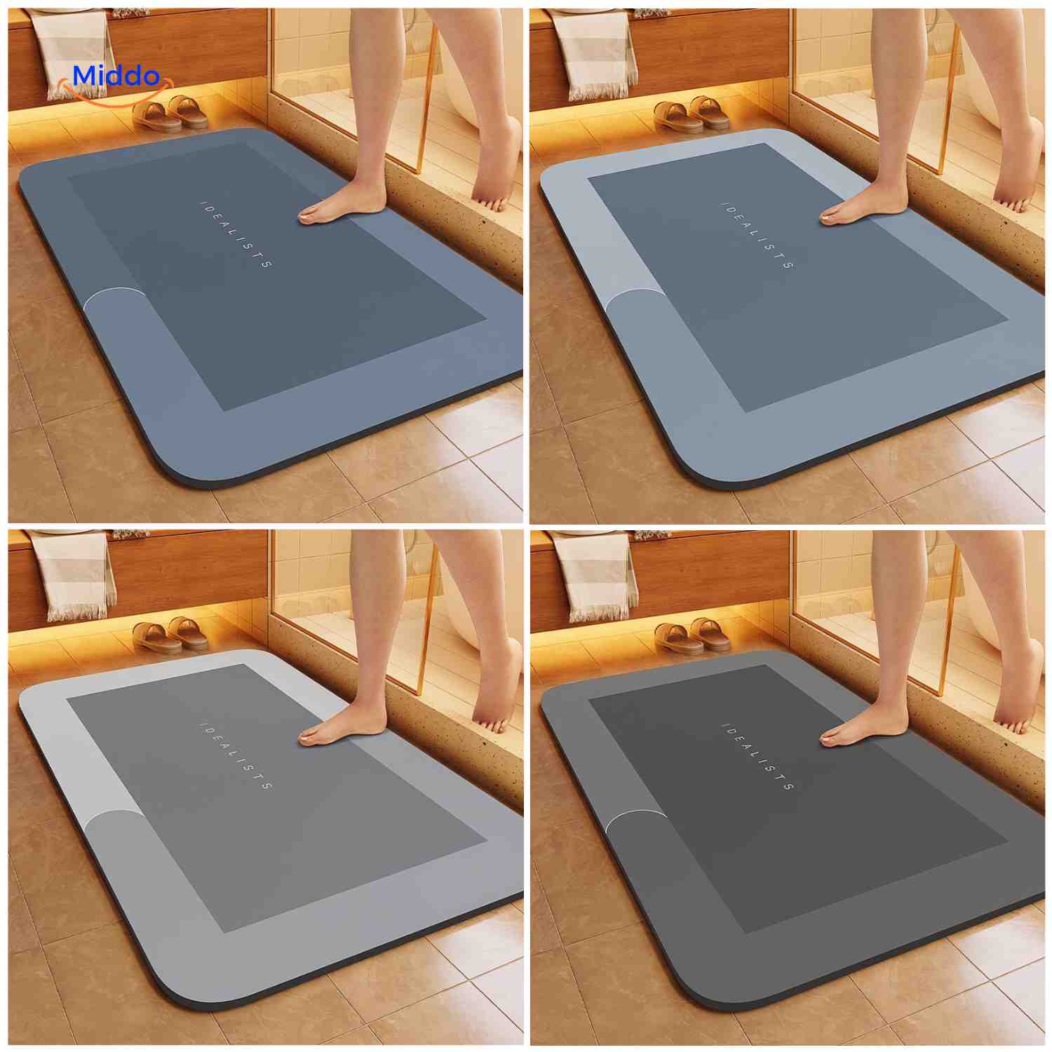 Ultra-Absorbent Diatomaceous Bathroom Mat with Non-Slip Base – Fast-Drying, Soft-Touch Surface for Shower & Tub – Available in | Thomler