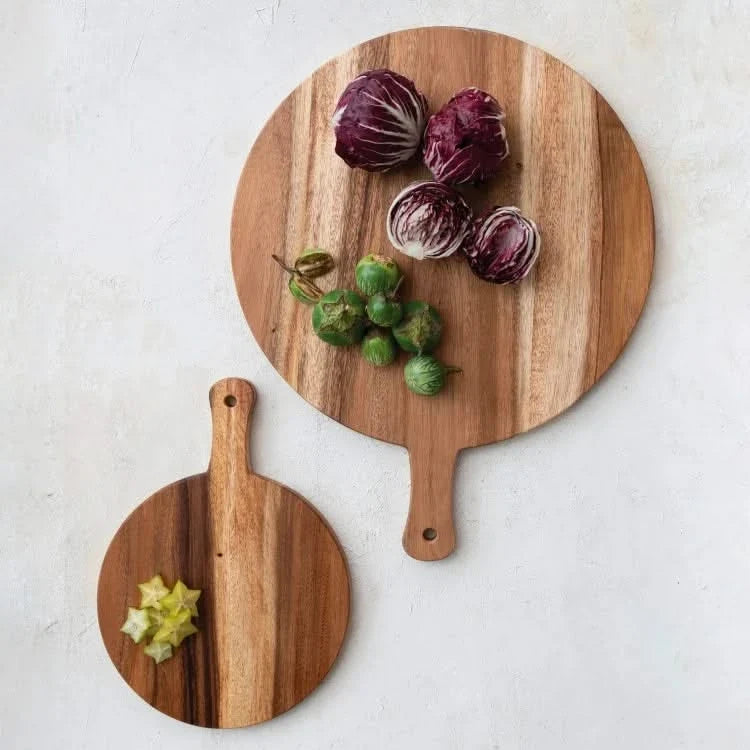 Round Suar Wood Cutting & Serving Board – Natural Organic Grain for Kitchen Display & Food Prep | Thomler