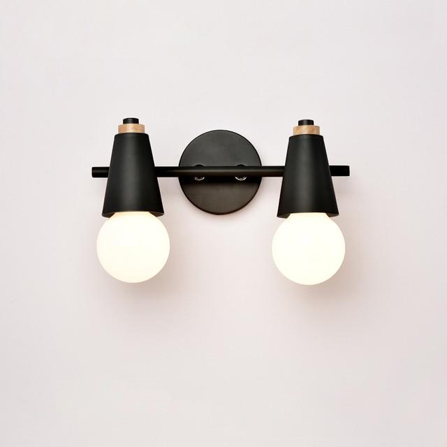 Wall Lamp Iron Wood E27 40W Grey Bedroom Hallway Dual Light Fixture Modern Indoor Sconce | Thomler