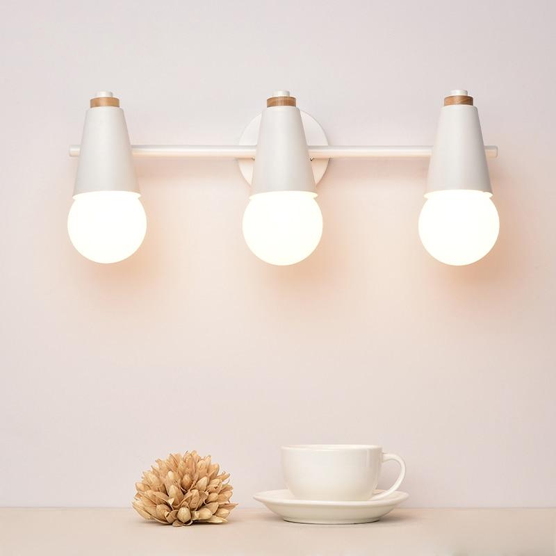 Wall Lamp Iron Wood E27 40W Grey Bedroom Hallway Dual Light Fixture Modern Indoor Sconce | Thomler