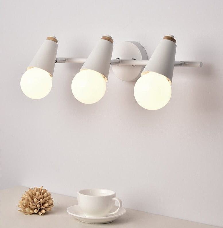 Wall Lamp Iron Wood E27 40W Grey Bedroom Hallway Dual Light Fixture Modern Indoor Sconce | Thomler