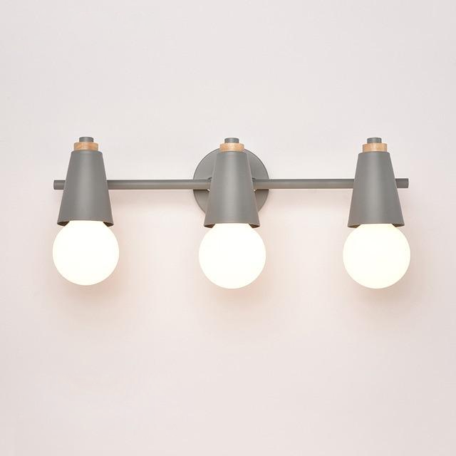 Wall Lamp Iron Wood E27 40W Grey Bedroom Hallway Dual Light Fixture Modern Indoor Sconce | Thomler