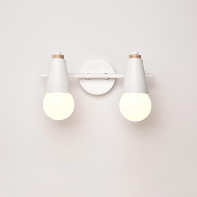 Wall Lamp Iron Wood E27 40W Grey Bedroom Hallway Dual Light Fixture Modern Indoor Sconce | Thomler