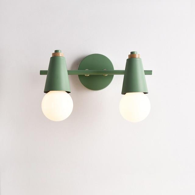Wall Lamp Iron Wood E27 40W Grey Bedroom Hallway Dual Light Fixture Modern Indoor Sconce | Thomler