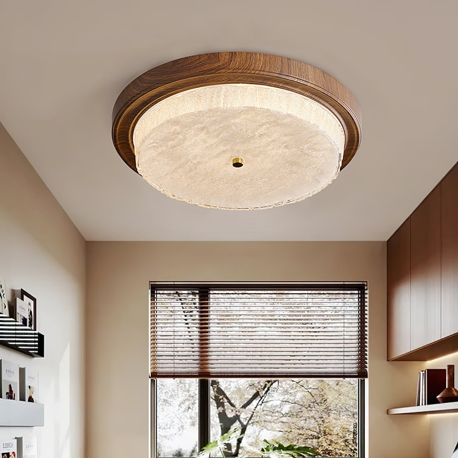 Ceiling Lamp Metal Glass 14.6 in and 18.5 in Indoor Modern Lighting Round Shade Warm Ambiance | Thomler