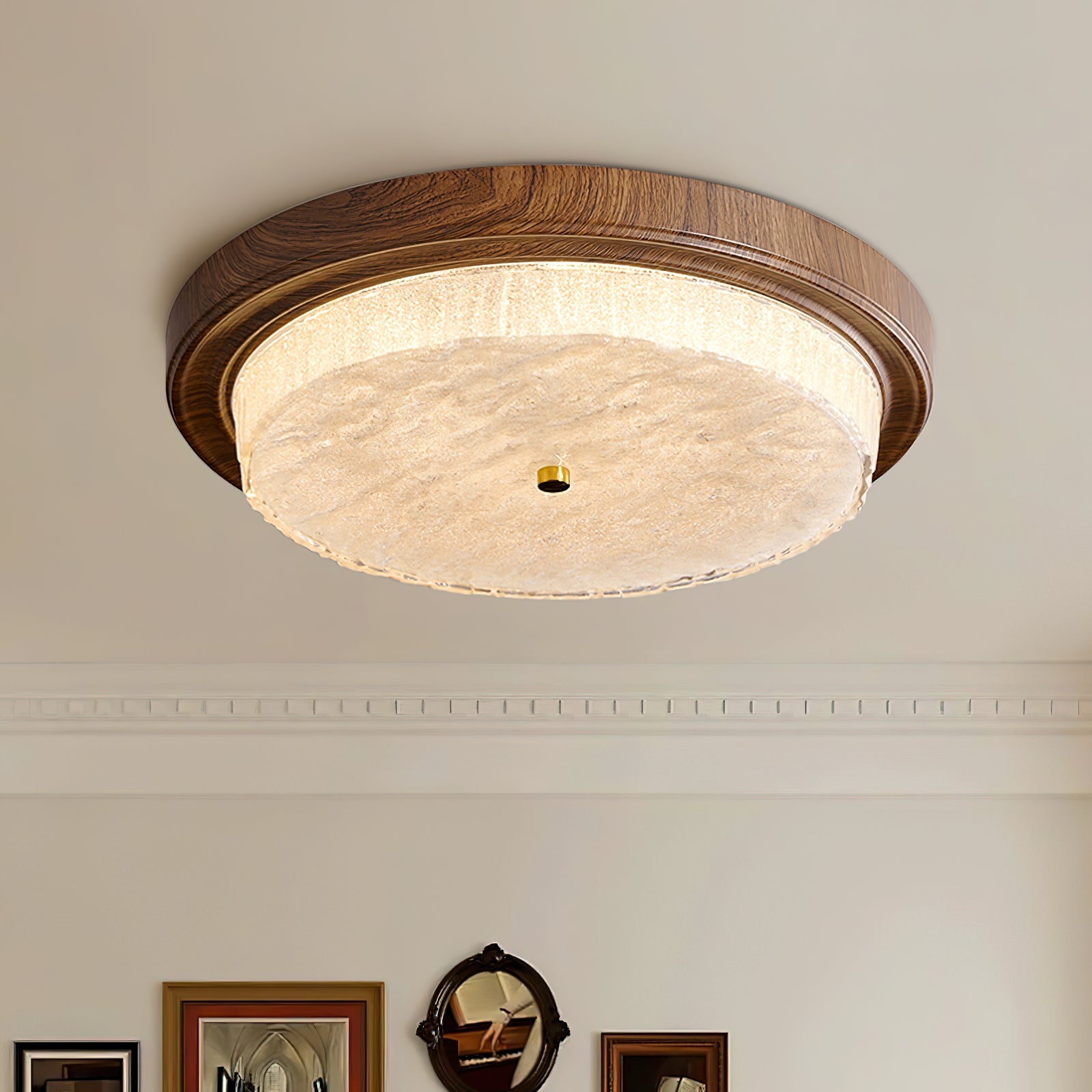 Ceiling Lamp Metal Glass 14.6 in and 18.5 in Indoor Modern Lighting Round Shade Warm Ambiance | Thomler