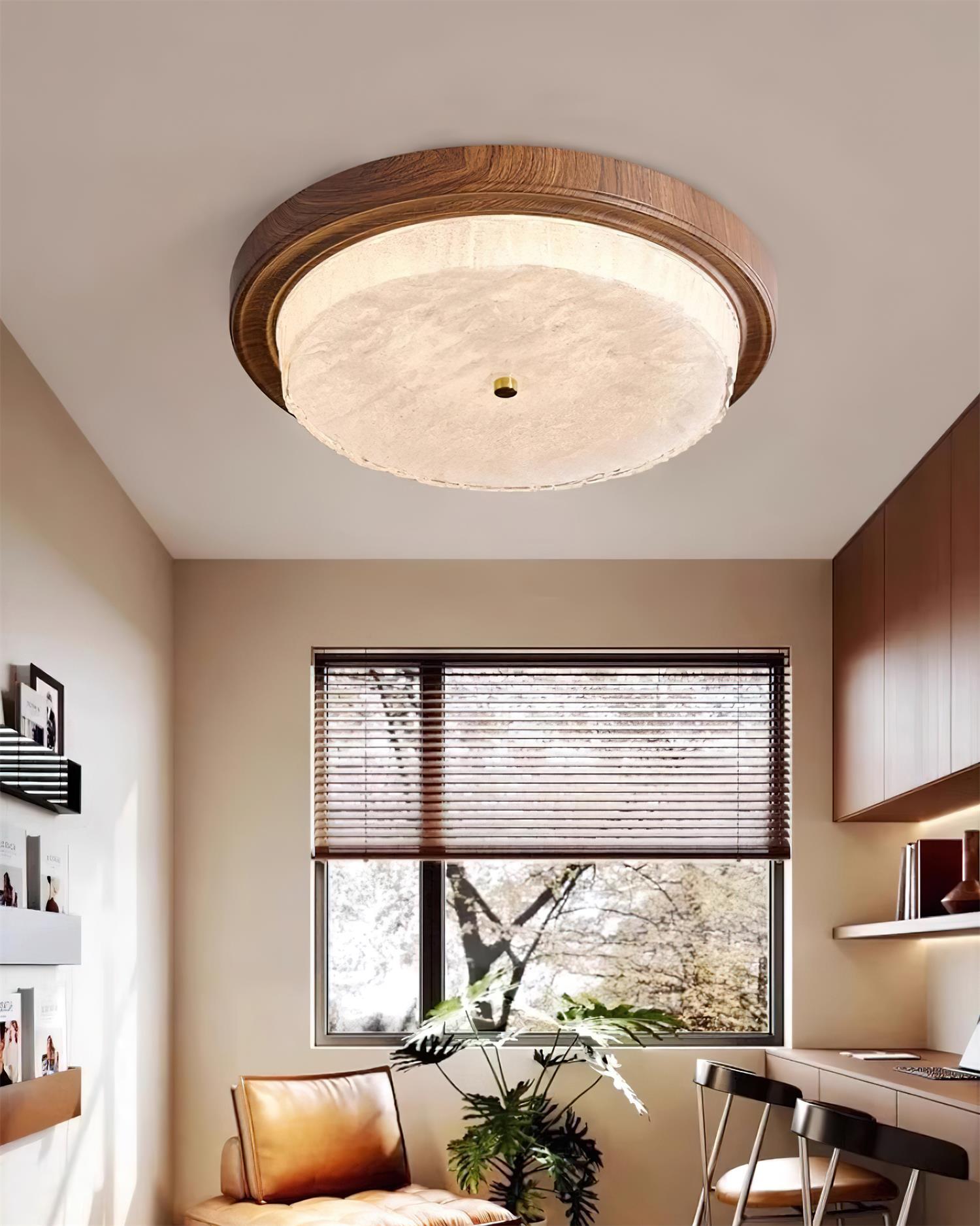 Ceiling Lamp Metal Glass 14.6 in and 18.5 in Indoor Modern Lighting Round Shade Warm Ambiance | Thomler