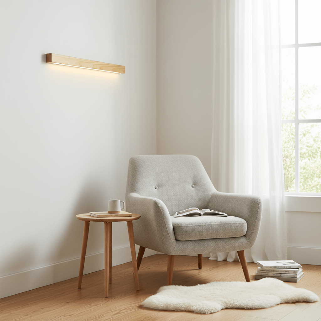 Linear Wall Light 12W Natural Pine Wood 23.6 in Indoor Hallway Vanity Lighting Modern Minimalist Fixture | Thomler