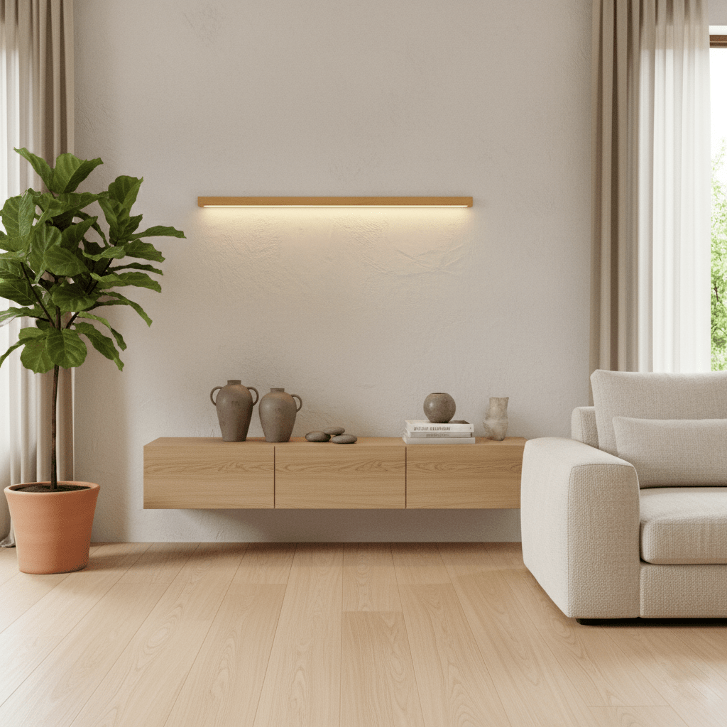 Linear Wall Light 12W Natural Pine Wood 23.6 in Indoor Hallway Vanity Lighting Modern Minimalist Fixture | Thomler