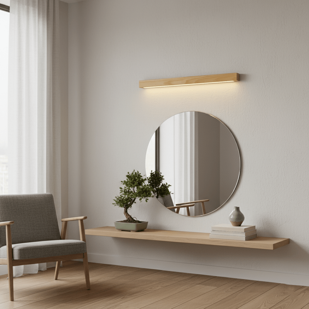 Linear Wall Light 12W Natural Pine Wood 23.6 in Indoor Hallway Vanity Lighting Modern Minimalist Fixture | Thomler