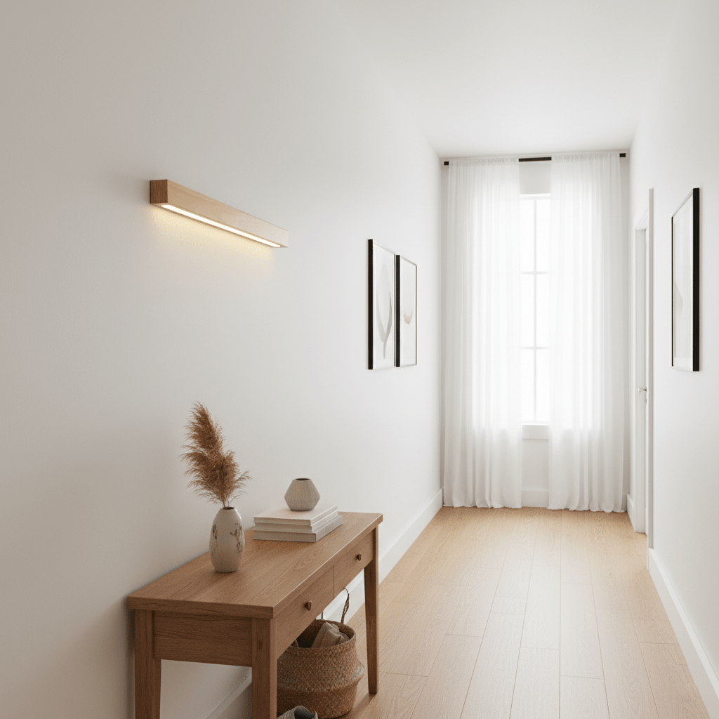 Linear Wall Light 12W Natural Pine Wood 23.6 in Indoor Hallway Vanity Lighting Modern Minimalist Fixture | Thomler