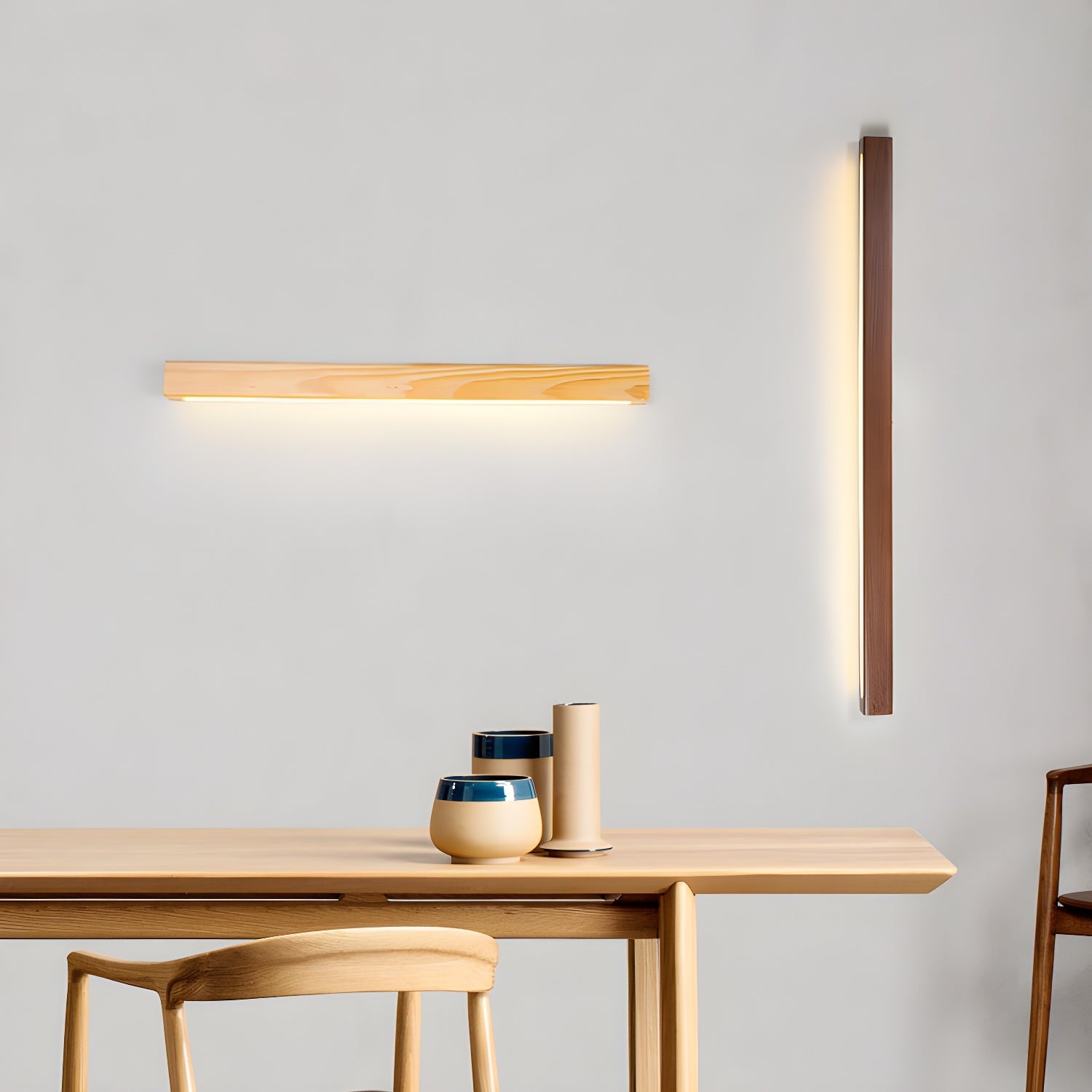Linear Wall Light 12W Natural Pine Wood 23.6 in Indoor Hallway Vanity Lighting Modern Minimalist Fixture | Thomler