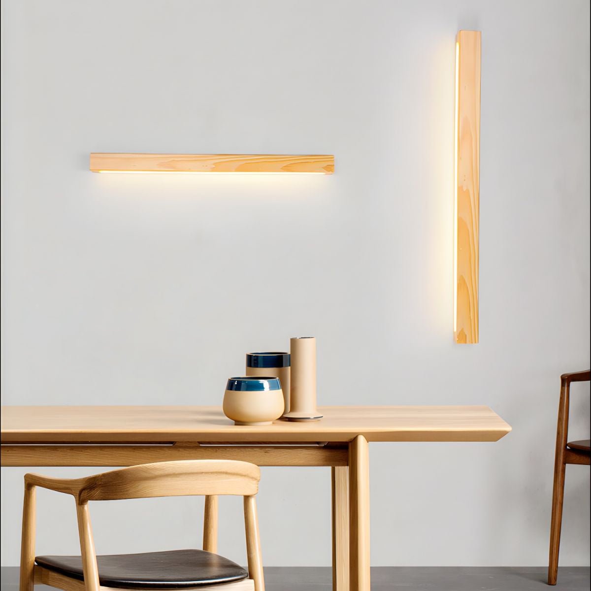 Linear Wall Light 12W Natural Pine Wood 23.6 in Indoor Hallway Vanity Lighting Modern Minimalist Fixture | Thomler
