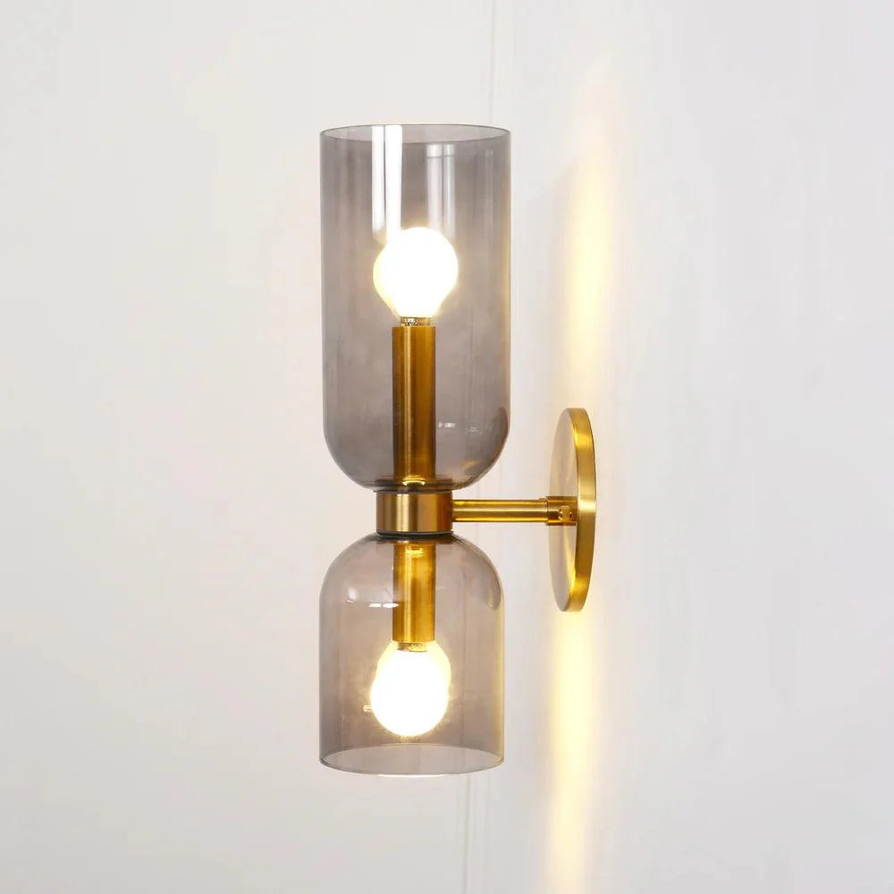 Modern Iron & Glass Double-Light Fixture for Hallway Bedroom Entryway Ambient Lighting Dimmable E14 Socket 14 in Height 6 in Depth | Thomler