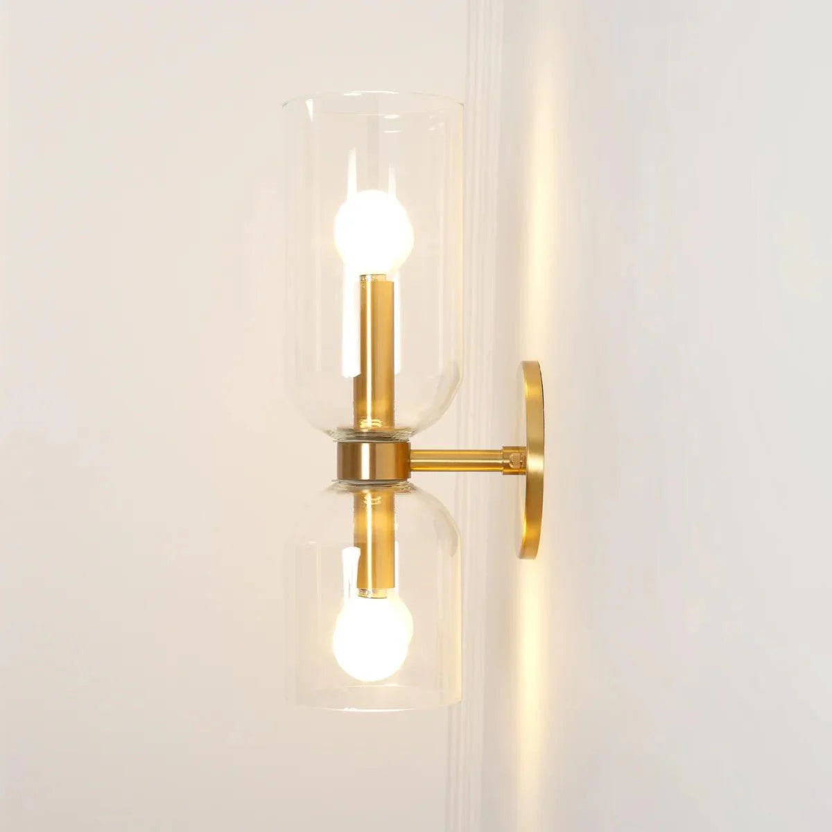 Modern Iron & Glass Double-Light Fixture for Hallway Bedroom Entryway Ambient Lighting Dimmable E14 Socket 14 in Height 6 in Depth | Thomler