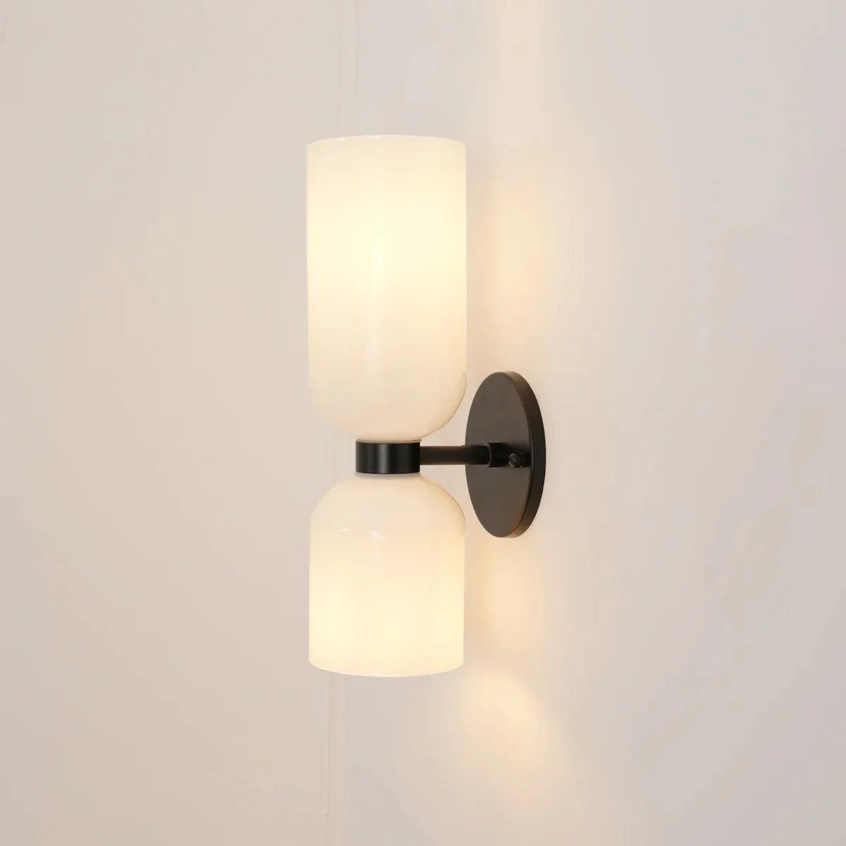 Modern Iron & Glass Double-Light Fixture for Hallway Bedroom Entryway Ambient Lighting Dimmable E14 Socket 14 in Height 6 in Depth | Thomler