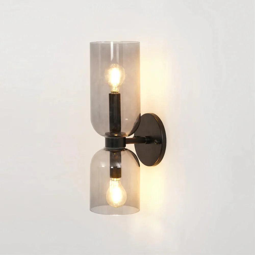 Modern Iron & Glass Double-Light Fixture for Hallway Bedroom Entryway Ambient Lighting Dimmable E14 Socket 14 in Height 6 in Depth | Thomler