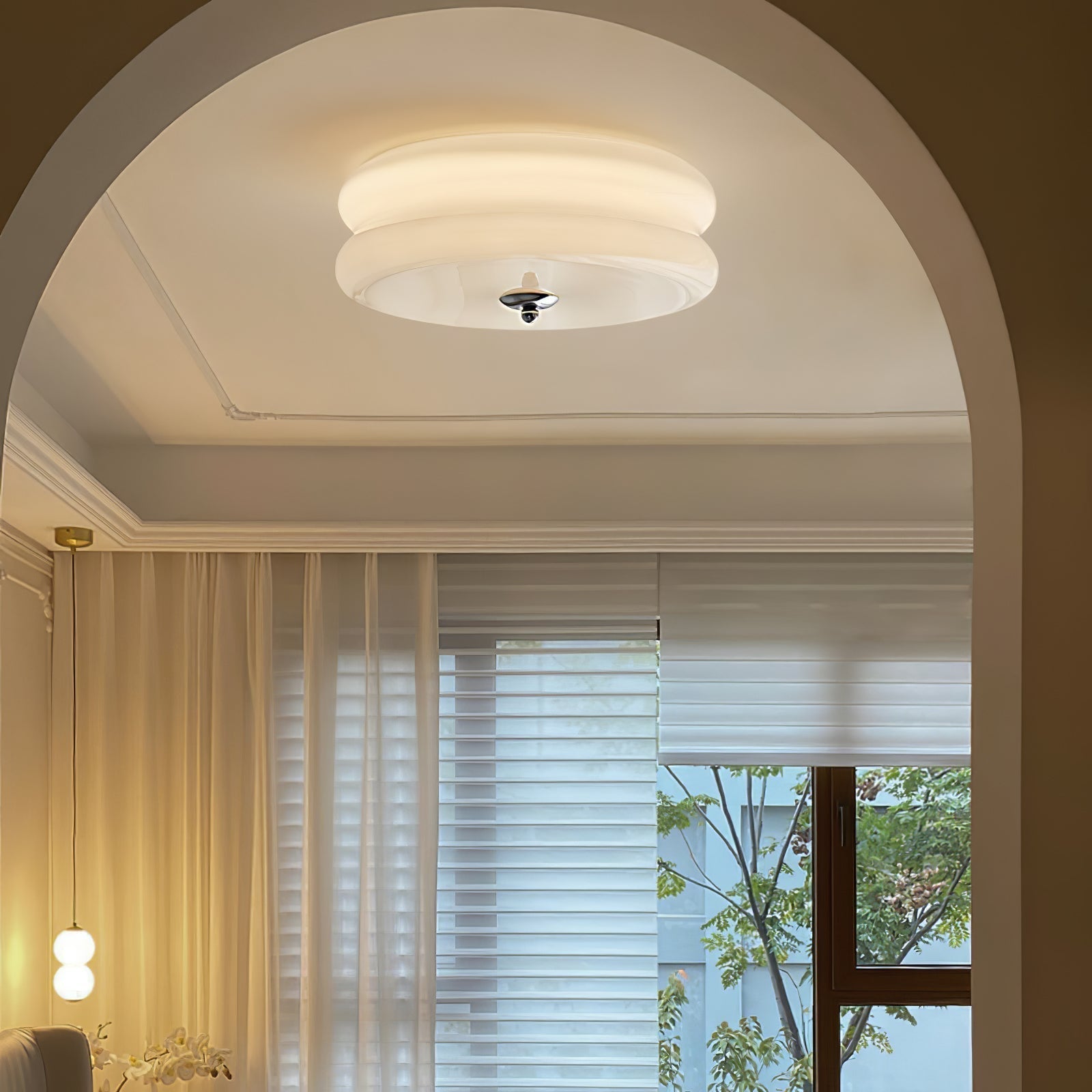 Ceiling Light Glass Metal 32.0 cm Warm LED Living Room Art Deco Flush Mount Hallway Lighting | Thomler