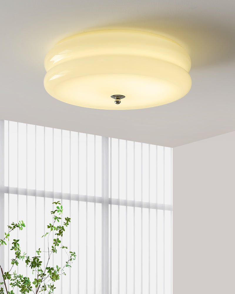 Art Deco Vintage Ceiling Lamp 12.6 in White Glass Indoor Lighting Gold Chrome Finish | Thomler